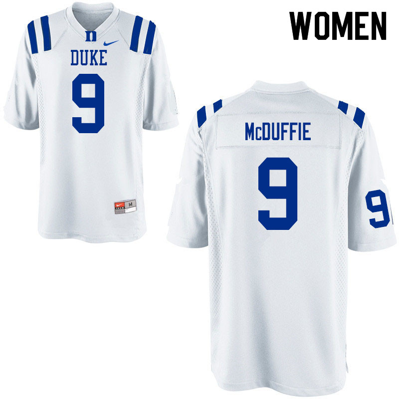 Women #9 Jeremy McDuffie Duke Blue Devils College Football Jerseys Sale-White